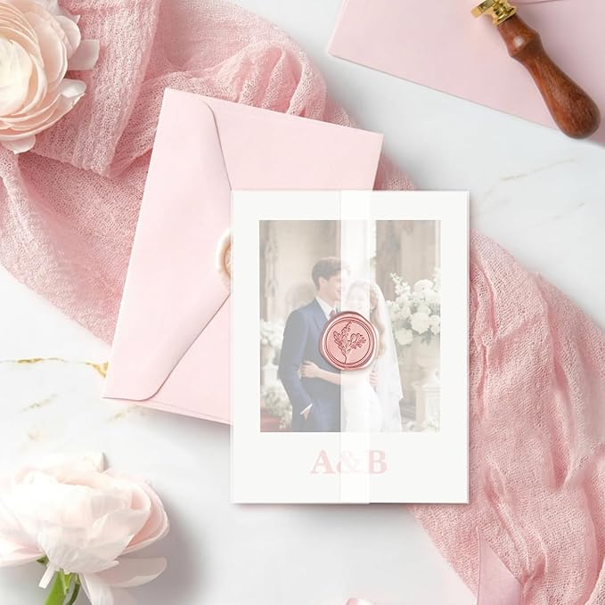 30 Pack Pre-Folded Vellum Jackets for 4.5x6.25 Invitations, Translucent Vellum Paper 4.5x6.25 Jackets, 100GSM Wedding Invitations Wraps, Envelope Liners for Birthdays, Baby Showers