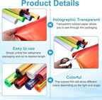 MECCANIXITY Holographic Clear PVC Vinyl Film Holographic PVC Fabric Waterproof Dichroic Film 12 x 48 Inch for Handbags Bows Earrings DIY Craft,Holographic Red