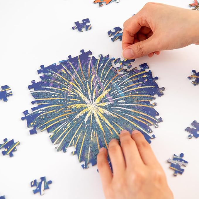 MOMIBOOK Puzzles for Adults 2000 Pieces Jigsaw Puzzles of Fireworks Night Tour, Colorful Powder Painting Image Chinese Twon Challenging Hard Impossible Puzzle Unique Party Christmas Birthday Gifts