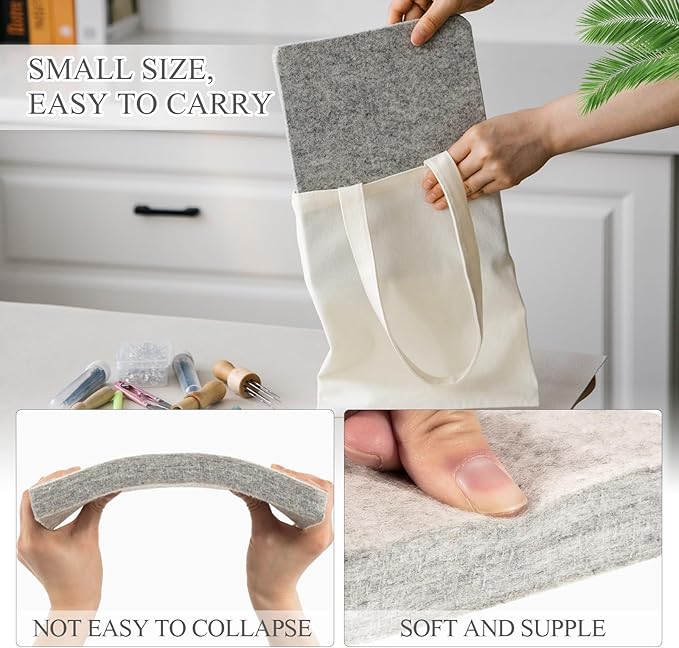 Amylove 4 Pcs Needle Felting Pad Needled Felting Mat Wool Supplies Thick Firm Base Woolen Block for Beginners Crochet Knitting Projects Kit Tool, Gray (8 x 10 x 1 Inch)
