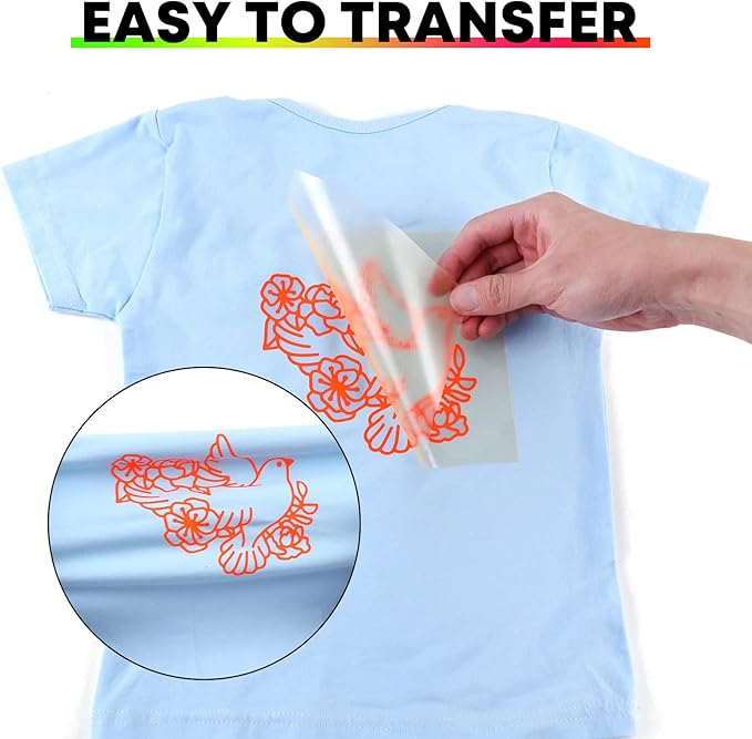 HTVRONT HTV Heat Transfer Vinyl - 12" x 8ft Neon Orange HTV Vinyl for Shirts, Iron on Vinyl for All Cutting Machine - Easy to Cut & Weed for Heat Transfer Design (Neon Orange)