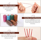uxcell Flat Leather Sewing Waxed Thread, 140m / 153 Yards Polyester Wax String, 300D Wax Stitching Cord for Leather Crafts, Bookbinding, Bracelets Braided, White