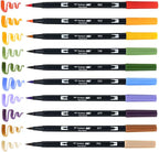 Tombow 56168 Dual Brush Pen Art Markers, Secondary, 10-Pack. Blendable, Brush and Fine Tip Markers