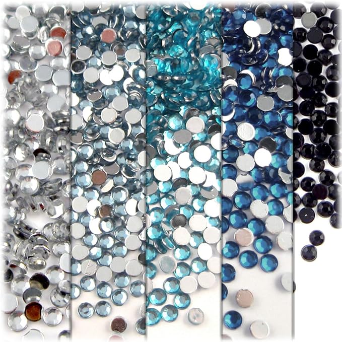 The Crafts Outlet 5-PK Set (7,200-Piece), Round 3mm Rhinestones, Flatback, Purple Tones