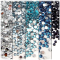 The Crafts Outlet 5-PK Set (7,200-Piece), Round 3mm Rhinestones, Flatback, Blue Tones