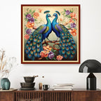 Dimxvean Stamped Cross Stitch Kits,Cross Stitch Kits for Adults Beginners,Embroidery Kits Full Range of Cross Stitch Stamped Kits Needlepoint Kits Cross Stitch Patterns- Peacock Flower 18x18 inch