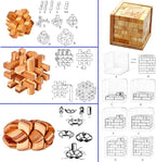 18 Pack Wooden Brain Teaser Puzzles Stress Relief Toys Wooden Burr Puzzles Brain Teaser Puzzle with Gift Packing Box Magic Puzzle Games Toy for Kids and Adults by AHYUAN (Bamboo)