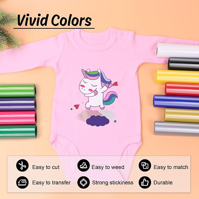 HTV Vinyl Rolls - 12" x 5ft Green Heat Transfer Vinyl for Shirts, Easy to Cut & Weed for All Cutter Machines