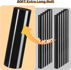 HTVRONT Heat Tranfer Vinyl Roll - 12” x 80ft Black HTV Vinyl for T Shirts, Black Iron on Vinyl Compatible with Cricut Cutting Machine - Easy to Use for Personalized Gifts