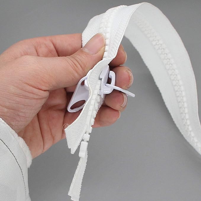 Leekayer 2PCS #10 30 Inch Heavy Duty Zippers for Sewing Separating Large Plastic Zippers White Tape with Double Pull Tab Slider, Sleeping Bag, Boat, Canvas, Cover, Trampoline, Dog Bed,Tent (30" 2pcs)