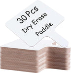 30 Pcs Dry Erase Answer Paddle 7 x 9 Inch Handheld Wooden White Board Double Sided Dry Erase Small Whiteboards for Students Classroom Games Party Auction Paddles for Bidding Meeting Voting(30)