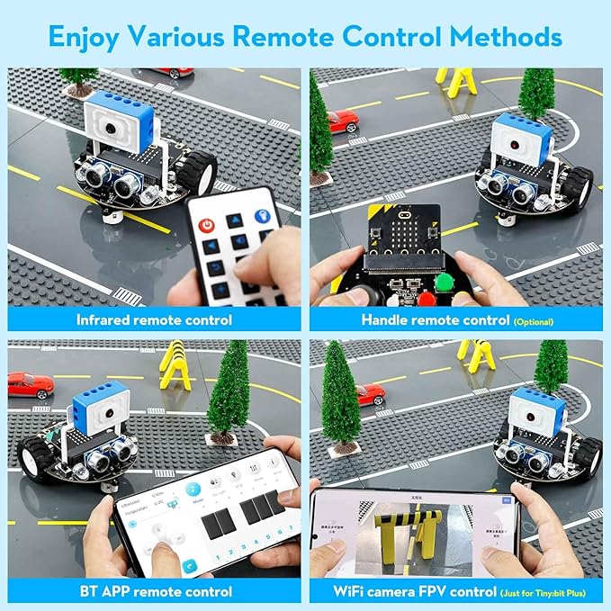 Yahboom Microbit Robot Car Remote Control,Esp32 Camera Module,Line Tracking, Ultrasonic,Tracking Sensor,Infrared Receiver,Searchlight,Programming for Kids STEM (Without V2)