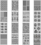 CHGCRAFT 16 Sheets Artistic Mandala Clay Texture Mat Baroque Pattern Polymer Clay Texture Sheets DIY Tools for Pottery Earring Jewelry Making Stamp Engraving Machines, 4x2.6inch