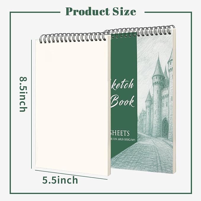 DINGIXOC 20 Pack Small Sketchbooks, 5.5" x 8.5" Mini Sketch Pad, Top Spiral Bound, 68lb/100gsm, Art Sketch Pads for Drawing & Painting(30 Sheets Each)