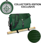 ENHANCE Collector's Edition RPG Player's Essentials DND Bag - Dragon Hide Exterior Messenger Bag Fits 2-4 Books, Binders, Dice & Accessories, with 17 inch Laptop Slot, Battlemap Straps (Dragon Green)