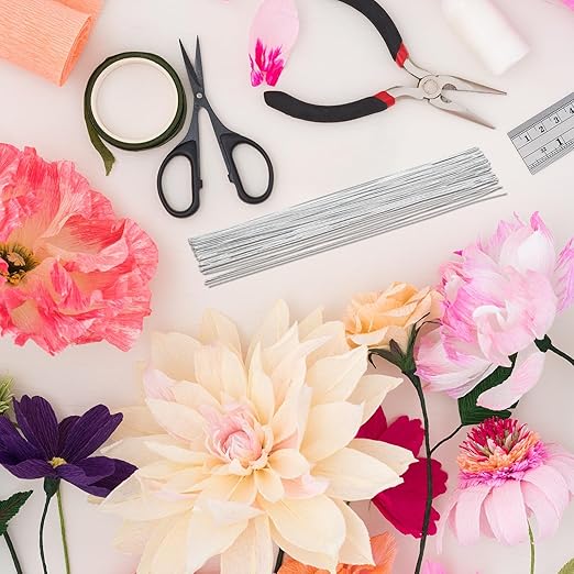 PATIKIL 20 Gauge 16" Floral Stem Wire, 100 Pcs Paper Wrapped Iron Artificial Flower Stem Accessories for DIY Bouquet Stem and Craft Decoration, White