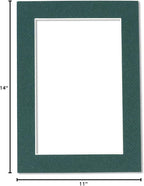 Pack of TEN 11x14 Mats Bevel Cut for 8.5x11 Photos - Acid Free Forest Green Precut Matboards For Pictures, Photos, Framing - 4-ply Thickness