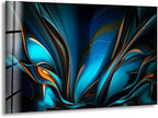 My Photostation.com 43Wx27H'' Orange & Blue Abstract Glass Wall ArtTempered Glass Printing Wall Decor Large Wall Art Wall Hangings