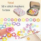 50Pcs Spiral Stitch Markers for Crocheting,Split Ring Stitch Markers with Box Metal Stitch Markers for Knitting Sewing DIY Handmade Crafts