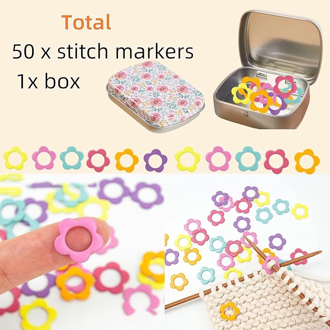 Hilsayum 80Pcs Stitch Markers for Crocheting and Knitting,4 Shapes Colorful Crochet Stitch Markers with Box