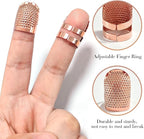 ZESION 4Pcs Sewing Thimbles, Adjustable Metal Thimbles for Hand Sewing Finger Protector, Quilting Craft Accessories for Knitting Needlework DIY Tools, Rose Gold(2 Sizes, S/M)