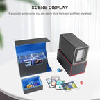 Card Storage Box for Trading Cards，450+ Card Deck Case,Leather Magnetic Closure Commander Storage Box,Protectors Fit for YuGiOh, MTG and Sport Cards (Black, blue, 450+)