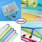 AUSTARK 10 Pcs Zipper File Bags, Waterproof Plastic Mesh Pouch for Office School, Board Game Storage Bags (B5 Size 11.4''x8.2'', Multicolored)