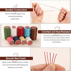 uxcell Flat Leather Sewing Waxed Thread, 270m / 295 Yards Polyester Wax String, 150D Wax Stitching Cord for Leather Crafts, Bookbinding, Bracelets Braided, Brown