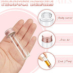 100 Pcs Small Clear Vials Spice Mini Jars with Lids Mini Glass Bottles with Screw Aluminum Metal Caps Tiny Jars Sample Containers for Powder Cream Cosmetic Jewelry Wedding (15 ml,Rose Gold)