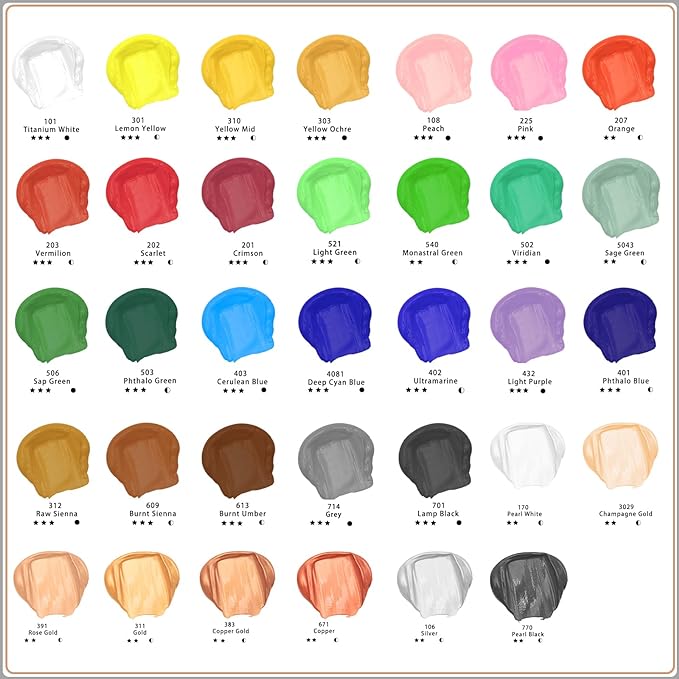 Artecho Acrylic Paint, Rose Gold Paint (120ml / 4.05oz) Tubes, Art Craft Paints for Canvas, Rock, Stone, Wood, Fabric, Art Supplies
