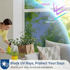 rabbitgoo Window Privacy Film One Way Window Tint for Home, Removable Reflective Heat Sun Blocking Anti UV Glass Door Covering, Mirror Tinting Film House Office, 17.5 in X 6.5 Feet, Blue Silver