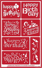 Over'N'Over Reusable Glass Etching Stencils – Durable Self-Stick Designs for Glass, Mirrors, and Ceramics with Armour Etch Cream – 5” x 8” Stencil Sheet - Happy Birthday
