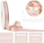 HUIHUANG Rose Gold Satin Ribbon 1/2 inch X 50 Yards Continuous, Rose Gold Pink Double-Faced Satin Ribbon for Gift Wrapping, Bows, DIY Crafts, Flower Bouquet, Wedding Decor, Christmas Decoration