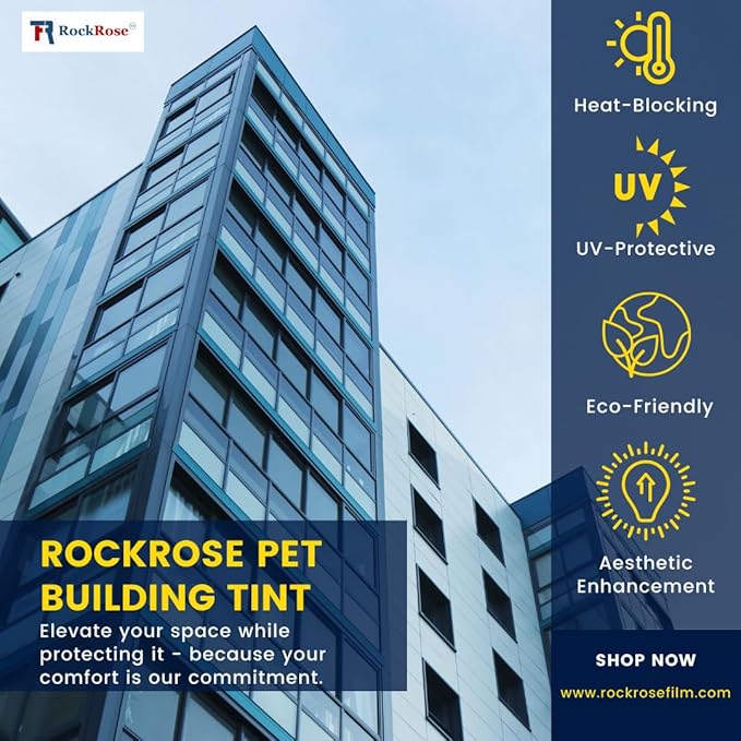 Rockrose Professional Blackout Home Tint Window Film - Sun Blocking Window Privacy Film for Home Offices - Room Darkening Dark Black Out Home Day Sleep Light Blocker Size 36in X 15ft Total Blackout