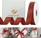 HUIHUANG Satin Ribbon 1 inch Wide Rust Red Ribbon for Fall Wedding 50 Yards Double Face Silk Satin Ribbons for Crafts Christmas Tree Decor Gift Wrapping Bows Bridal Floral Bouquet Invitation Card
