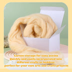 3.53oz Wool Roving Yarn, Wool Felting Supplies, Pure Wool, Chunky Yarn, Spinning Wool Roving for Needle Felting Wet Felt DIY Hand Spinning (Light Apricot)