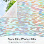 rabbitgoo Window Privacy Film with Installation Tools, Stained Glass Window Film Rainbow Prism Decorative Glass Clings for Home Decor, Static Cling Covering Sun Blocking, 23.6" x 118.1"