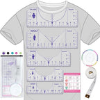 Vowlove Tshirt Ruler Guide for Vinyl Alignment, T Shirt Ruler to Center Designs Alignment Tool for Embroidery Left Chest Logo Placement Tee Shirt Guide Ruler for Heat Press T-Shirt Printing Guide Set