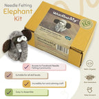 Woolbuddy Needle Felting Kit for Beginners & Adults – Elephant DIY Felt Animal Starter Kit with Natural Wool Roving, Felting Needles & Step-by-Step Instructions