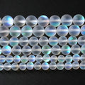 60pcs 6mm Natural White Mystic Aura Quartz Beads Frosted Matte Moonstone Round Loose Beads For Jewelry Making DIY Bracelet Necklace 15"