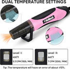 ROMECH 350W Heat Gun with 2 Nozzles, Dual Temp Heat Gun 400°F-660°F, Fast Heat Hot Air Gun with Overload Protection for DIY Craft Embossing Shrink Wrapping (Pink)
