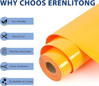 RENLITONG Yellow Orange Iron on Vinyl 12Inch by 50ft Roll HTV Heat Transfer Vinyl for T-Shirt HTV Rolls for All Cutter Machine - Easy to Cut & Weed for Heat Transfer Design