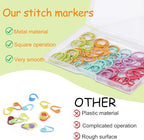 Lokunn 50 Pcs Metal Stitch Markers, 5 Color Helical-Shaped Crochet Markers Ring, 9 Pcs Large Eye Blunt Sewing Needles with Storage Box for DIY and Craft Sewing
