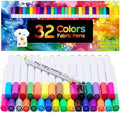Fabric Markers Pen, 32 Colors Permanent Fabric Paint Pens for T-Shirt, Fine Tips Art Marker Set for Canvas Bags Hats Sneakers and Textiles