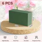 New 2025 6-Pack Floral Foam Blocks, Florist Green Foam for Flower Arrangements, Wet & Dry Styrofoam for Fresh and Artificial Flowers, Premium Plant Sponge Foam for Planters (5.5"L X 3.1"W X 1.6"H)