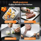 Saliva Titanium Cutting Boards for Kitchen, Cutting Board Double Sided Food Grade, Dishwasher Safe, No Blunt Knife, Chopping Boards with Handle for Meat, Fruit & Vegetable (12x9in)