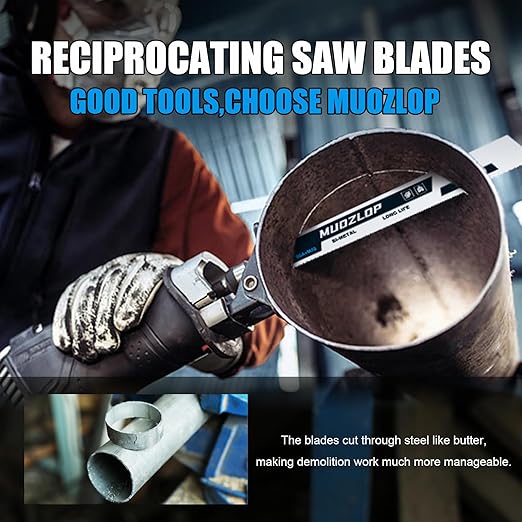 5 Pack 12 inch Reciprocating Saw Blades Set,14/18 TPI High Carbon Saw Blades, Metal Saw Blades with Organizer Case (5, 14/18TPI/300mm)