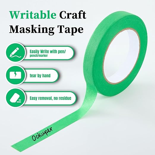 Premium Green Masking Tape,Painters Tape,Green Painters Tape For Automotive,Diy Paper Arts & Crafts, Spraying Drywall Paint, No Residue & Easy To Clean Up,6pcs 0.7inches X 54 Yd Painter's Tape