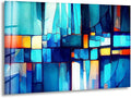 My Photostation.com 60WX40H'' Blue Vibrant Stained Glass Wall ArtTempered Glass Printing Wall Decor Large Wall Art Wall Hangings