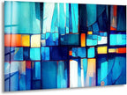 My Photostation.com 43Wx27H'' Blue Vibrant Stained Glass Wall ArtTempered Glass Printing Wall Decor Large Wall Art Wall Hangings